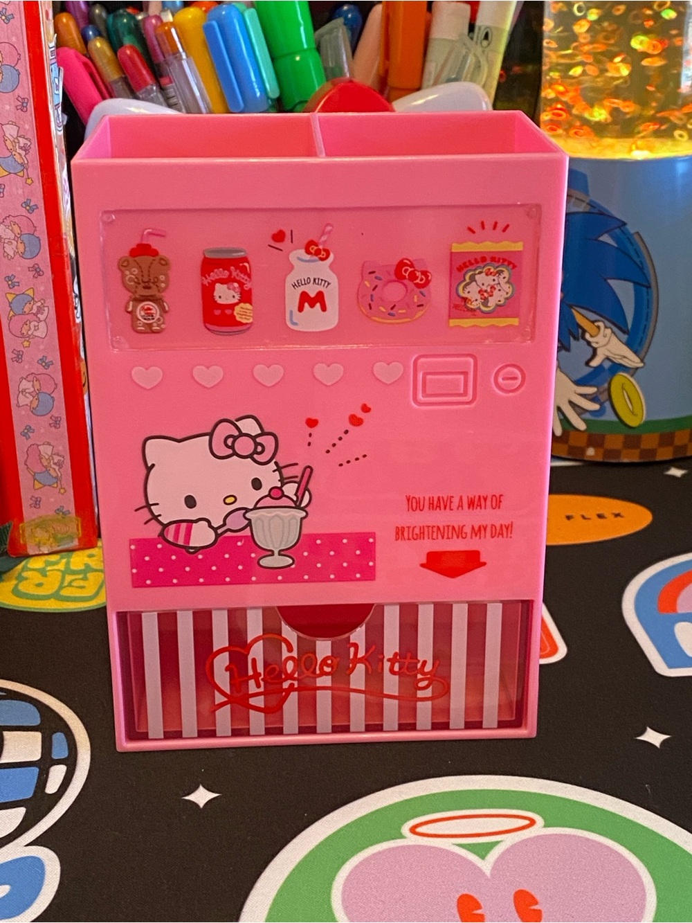 🍨 2020 Sanrio Hello Kitty ❤️ Hearts Ice Cream Shop Snacks Desk Pen Pencil Cup